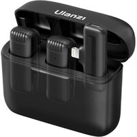 Ulanzi J12 Wireless Lavalier 2-in-1 Microphone Set with 800mAh Charging Case for iPhones/iPads