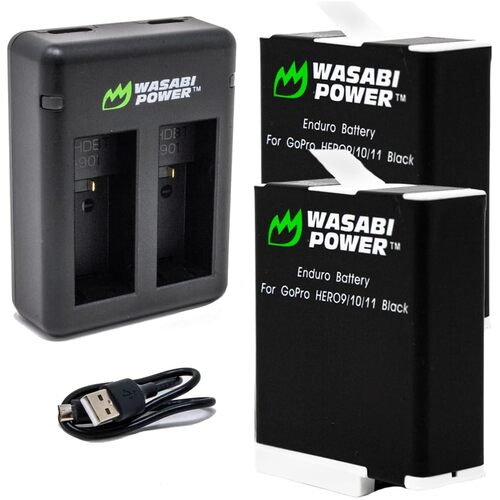 Wasabi Power Cold Weather Batteries (2-Pack + USB Dual Charger) for GoPro HERO12/11 Black/10/9